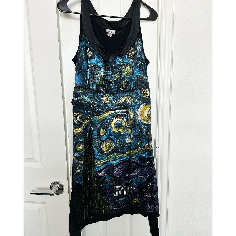 Custom Handpainted Van Gogh Starry Night Sleeveless Dress